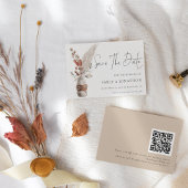 Rustikale Pampas Grasses Boho QR Code Hochzeit Save The Date