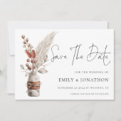 Rustikale Pampas Grasses Boho QR Code Hochzeit Save The Date (Vorderseite)