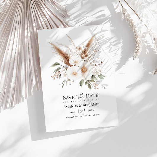 Rustikale Pampasgras Boho Boheme Hochzeit QR Code Save The Date
