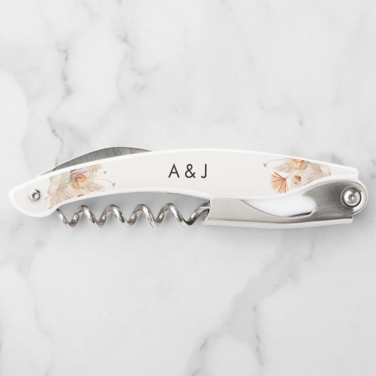 Rustikale Pampasgras-Hochzeit Kellnermesser (Rückseite)