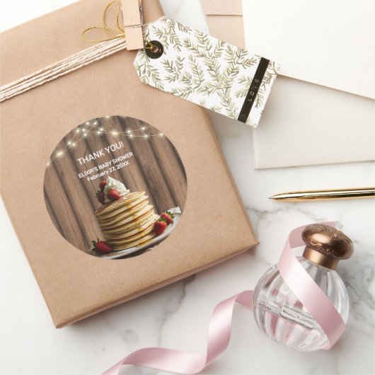 Rustikale Pancakes Baby & Brunch Babydusche Runder Aufkleber (Schenken)