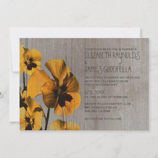 Rustikale Pansy Hochzeit Einladungen (Vorderseite)