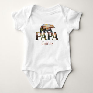 Rustikale PAPA Bärenbär Silhouette mit Natur Baby Strampler