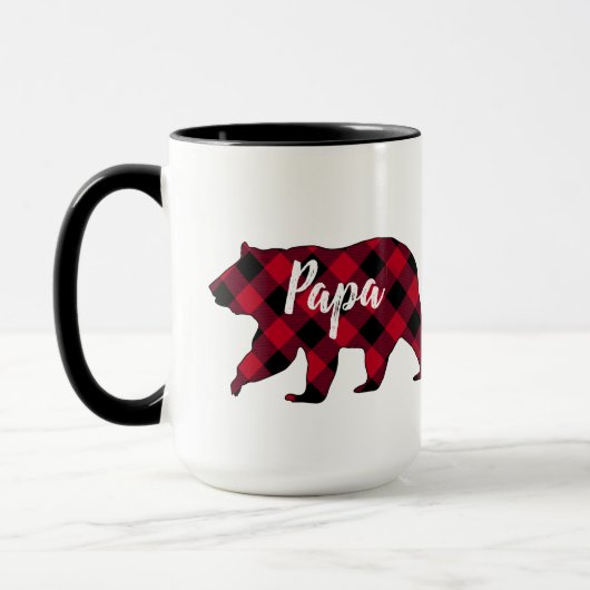 Rustikale Papa Bear Red Buffalo Karierte Tasse (Links)