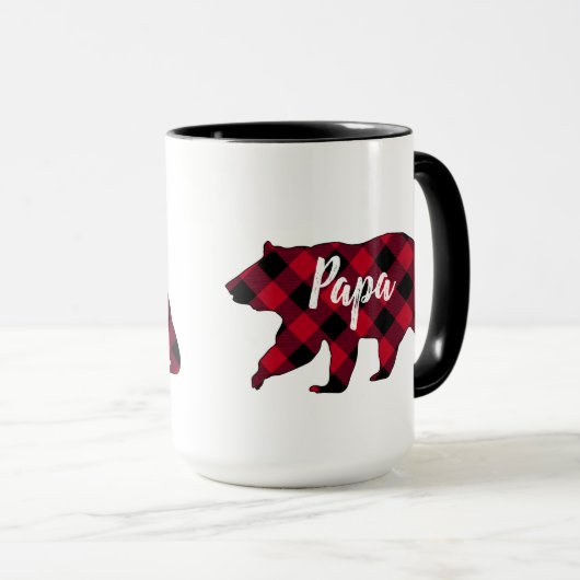 Rustikale Papa Bear Red Buffalo Karierte Tasse (VorderseiteRechts)