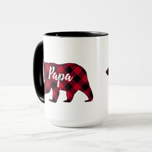 Rustikale Papa Bear Red Buffalo Karierte Tasse (Vorderseite Links)