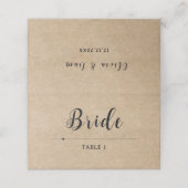 Rustikale Papierhochzeit Platzkarte (Außenseite Aufgefaltet)