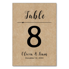 Rustikale Papierhochzeit Tischnummer