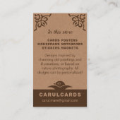 Rustikale Pappe Jugendstil-Ornamente CC1188 Visitenkarte (Rückseite)