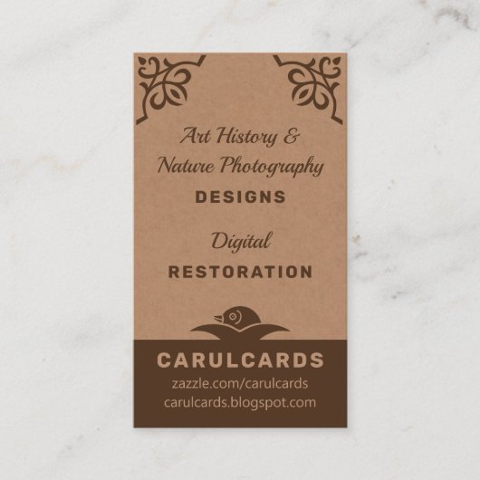 Rustikale Pappe Jugendstil-Ornamente CC1188 Visitenkarte (Vorderseite)