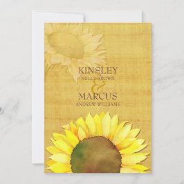 Rustikale Papyrus Watercolor Sonnenblumen Hochzeit Einladung