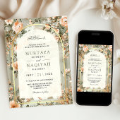 Rustikale Parade Grüne Pfirsichblütenhochzeit Einladung