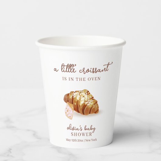 Rustikale Pariser Bäckerei Konditorei Croissant Ba Pappbecher (Rückseite)
