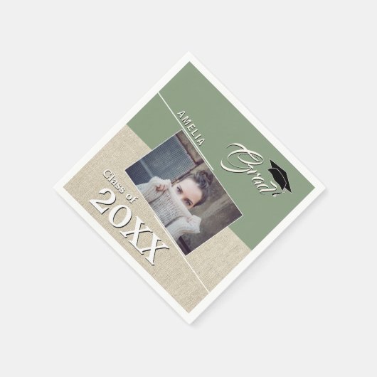 Rustikale Partei für grünes Foto Serviette (Ecke)