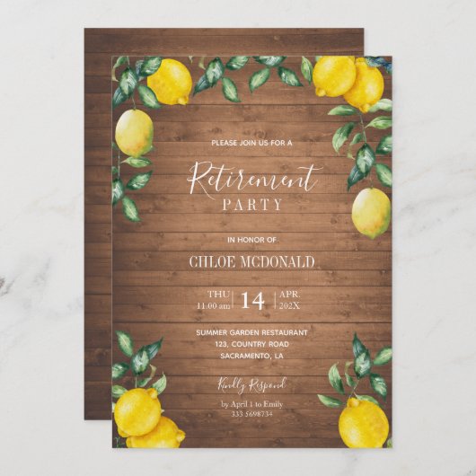 Rustikale Party Einladung der Altersvorsorge mit Z (Vorne/Hinten)