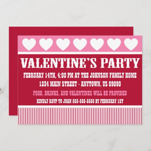 Rustikale Party Einladung des Valentines (Vorne/Hinten)
