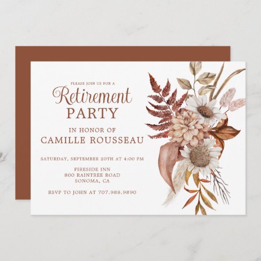 Rustikale Party Einladung für die Blumenversorgung (Vorne/Hinten)