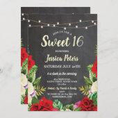 Rustikale Party-Kreide-Rosen-Blume des Bonbon-16 Einladung (Vorne/Hinten)