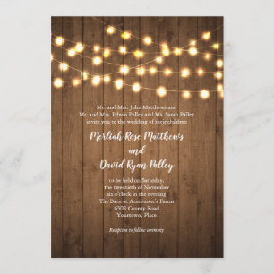 Rustikale Partylichter Faux Holz Hochzeit Einladung