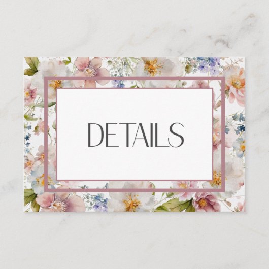 Rustikale Pastel April Hochzeit mit floralen Water Begleitkarte (Vorderseite)