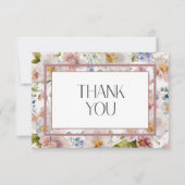 Rustikale Pastel April Hochzeit mit floralen Water Dankeskarte (Vorderseite)