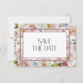 Rustikale Pastel April Hochzeit mit floralen Water Save The Date (Vorderseite)