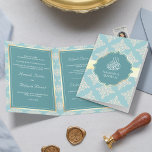 Rustikale Pastel Aquamarine Creme Damask muslimisc Einladung<br><div class="desc">Erleben Sie Ihren Gast mit dieser eleganten gefalteten Hochzeitsfeier mit einem schönen Damastmuster mit "Bismillah" in arabischer Kalligrafie. Fügen Sie einfach Ihre Veranstaltungsdetails zu dieser einfach zu bedienenden Vorlage hinzu,  um sie zu einer einmaligen Einladung zu machen.</div>