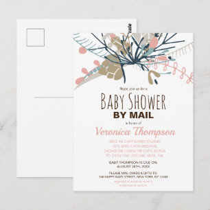 Rustikale Pastel Botanische Babydusche per Mail ei Postkarte