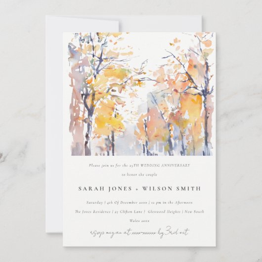 Rustikale Pastel Fall Landschaft Hochzeit Jahresta Einladung (Vorderseite)