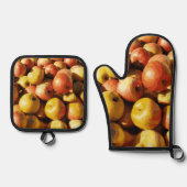 Rustikale Pastel farbiger Fall Apple Ofenhandschuh & Topflappen-Set (Vorderseite)