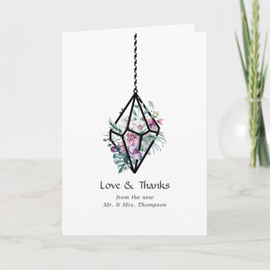 Rustikale Pastel Floral Terrarium Garden Wedding Dankeskarte (Vorderseite)