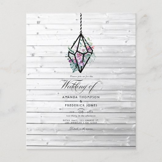 Rustikale Pastel Floral Terrarium Garden Wedding Flyer (Vorne)