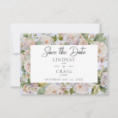 Rustikale Pastel Hydrangea Floral Monogram Periwin Save The Date (Vorderseite)