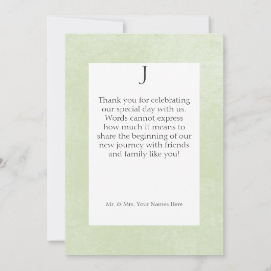 Rustikale Pastel Hydrangea Floral Monogram Sage Gr Dankeskarte (Rückseite)