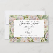 Rustikale Pastel Hydrangea Floral Monogram Sage Gr Save The Date (Vorderseite)