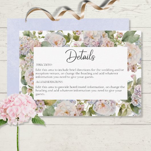 Rustikale Pastel Hydrangea Floral Monogramm weiß Begleitkarte