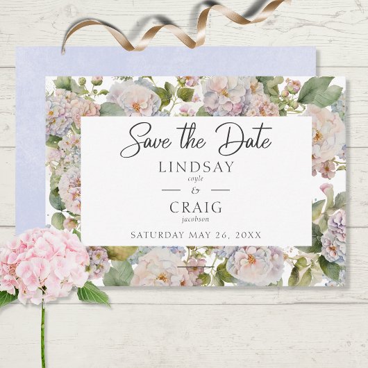 Rustikale Pastel Hydrangea Floral Monogramm weiß Save The Date