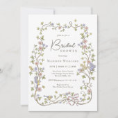 Rustikale Pastel-Wildblumen Botanisches Brautparty Einladung (Vorderseite)