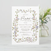 Rustikale Pastel-Wildblumen Botanisches Brautparty Einladung (Stehend Vorderseite)