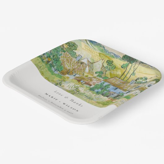 Rustikale Pastelfelder Bergwelt Hochzeit Pappteller (Gewinkelt)