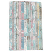 Rustikale Pastell-Holzplatte Mittlere Geschenktüte (Vorderseite)