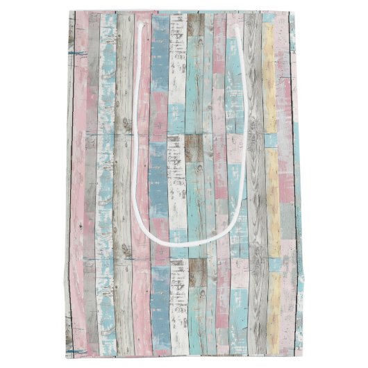 Rustikale Pastell-Holzplatte Mittlere Geschenktüte (Rückseite)