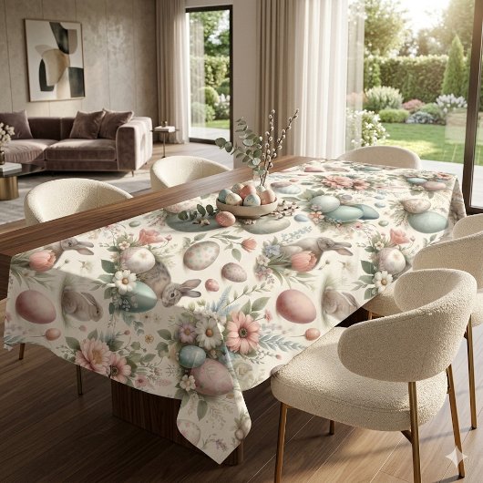 Rustikale Pastell-Osterhasen-Dekorativeier zum Frü Tischdecke