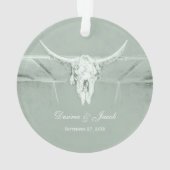 Rustikale Pastell Sage Green White Western Kuh Sku Ornament (Rückseite)