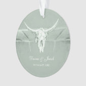 Rustikale Pastell Sage Green White Western Kuh Sku Ornament (Vorderseite)