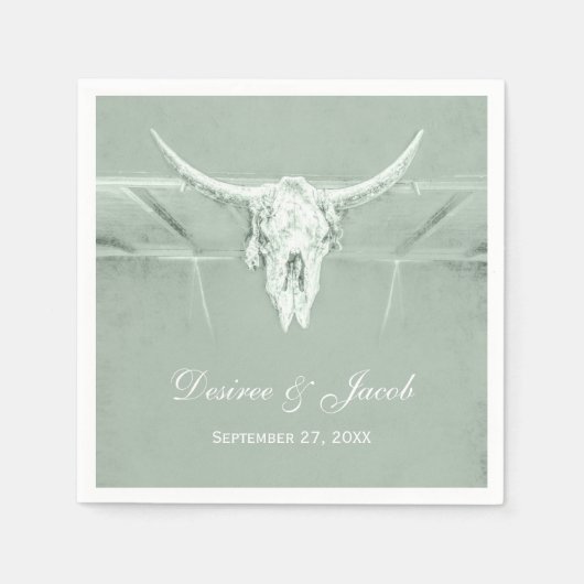 Rustikale Pastell Sage Green White Western Kuh Sku Serviette (Vorderseite)