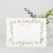 Rustikale Pastell-Wildblume Brautparty flach Dankeskarte (Stehend Vorderseite)