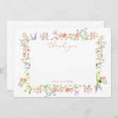 Rustikale Pastell-Wildblume Brautparty flach Dankeskarte (Vorne/Hinten)