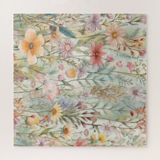 Rustikale Pastell-Wildblumen feiern Grün Puzzle (Horizontal)