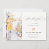 Rustikale Pastellfarben Herbst Landschaft Hochzeit Save The Date (Vorderseite)